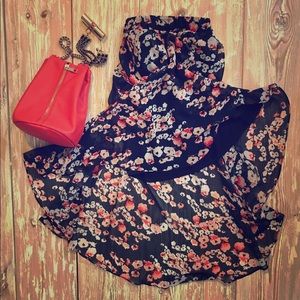 💜 Bebe Floral Waterfall Skirt XXS
